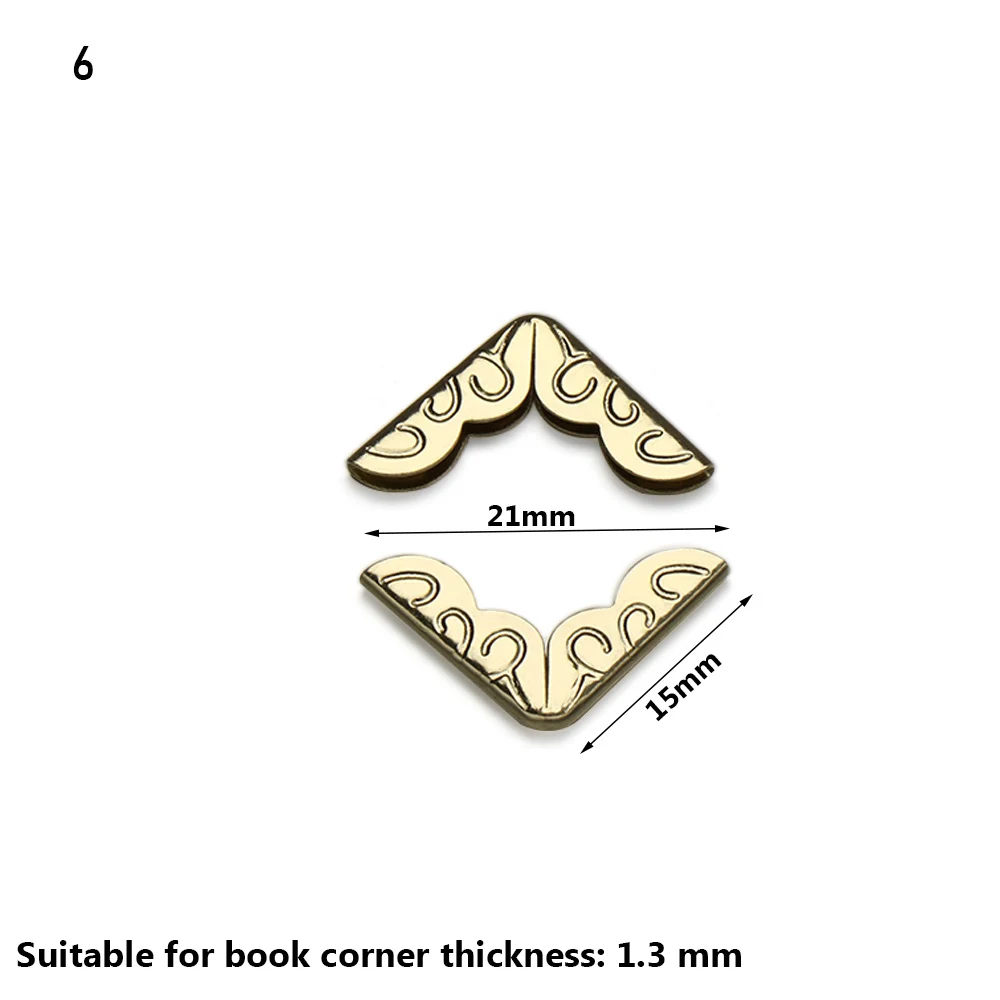 Set of 4 Metal Decorative Corner Protectors for Books, Albums, Menus, and Crafts