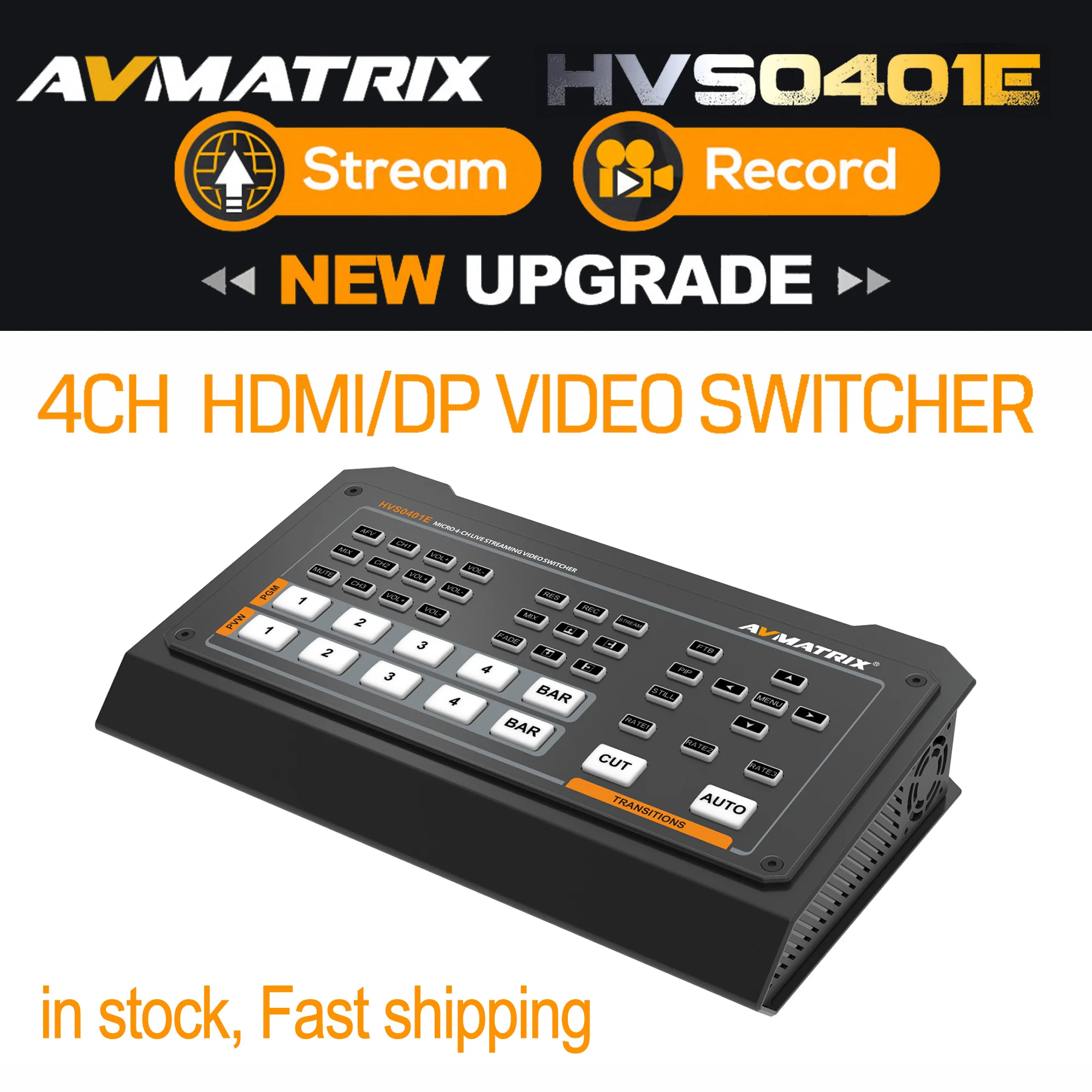 AVmatrix HVS0401E HVS0401U 2 Channel SDI HDMI Video Switcher Mixer 4
