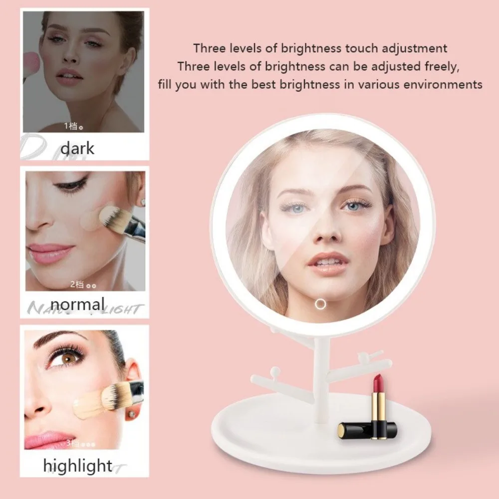 Makeup Mirror Vanity Mirror with Lights,Lighted Makeup Mirror,Touch Control,Dual Power Supply,Portable LED Mirror,Women