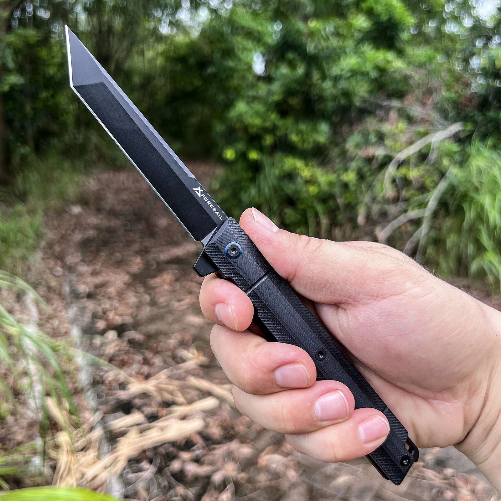 FORESAIL Folding Pocket Knife.Black PVD DC53 steel Blade, G-10 Handle, and is ideal for outdoor camping and everyday carry.EDC 5