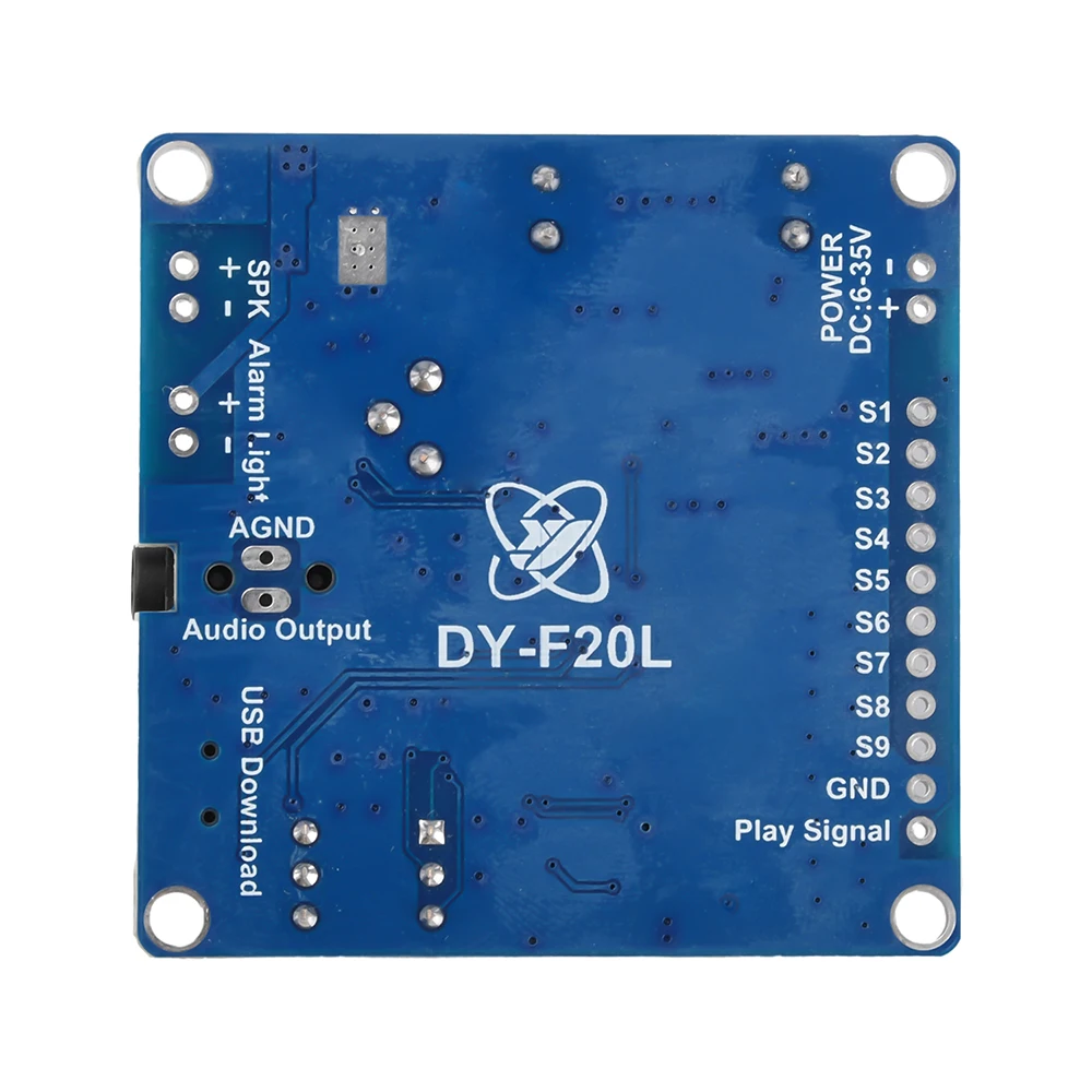 DY-F20L 음성 재생 모듈 9채널 저레벨 트리거 20W 증폭기 산업 현장용 광범위 전압 6-35VDC