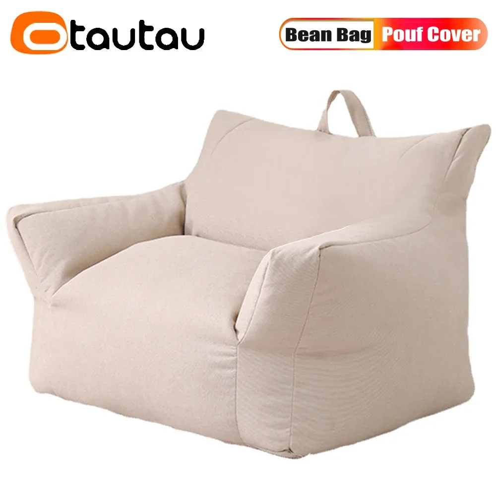 

OTAUTAU Cotton Bean Bag Cover Without Filler Single Sofa Pouf Beanbag Chair Comfy Lazy Floor Seat Armchair Game Movie Sac SF008