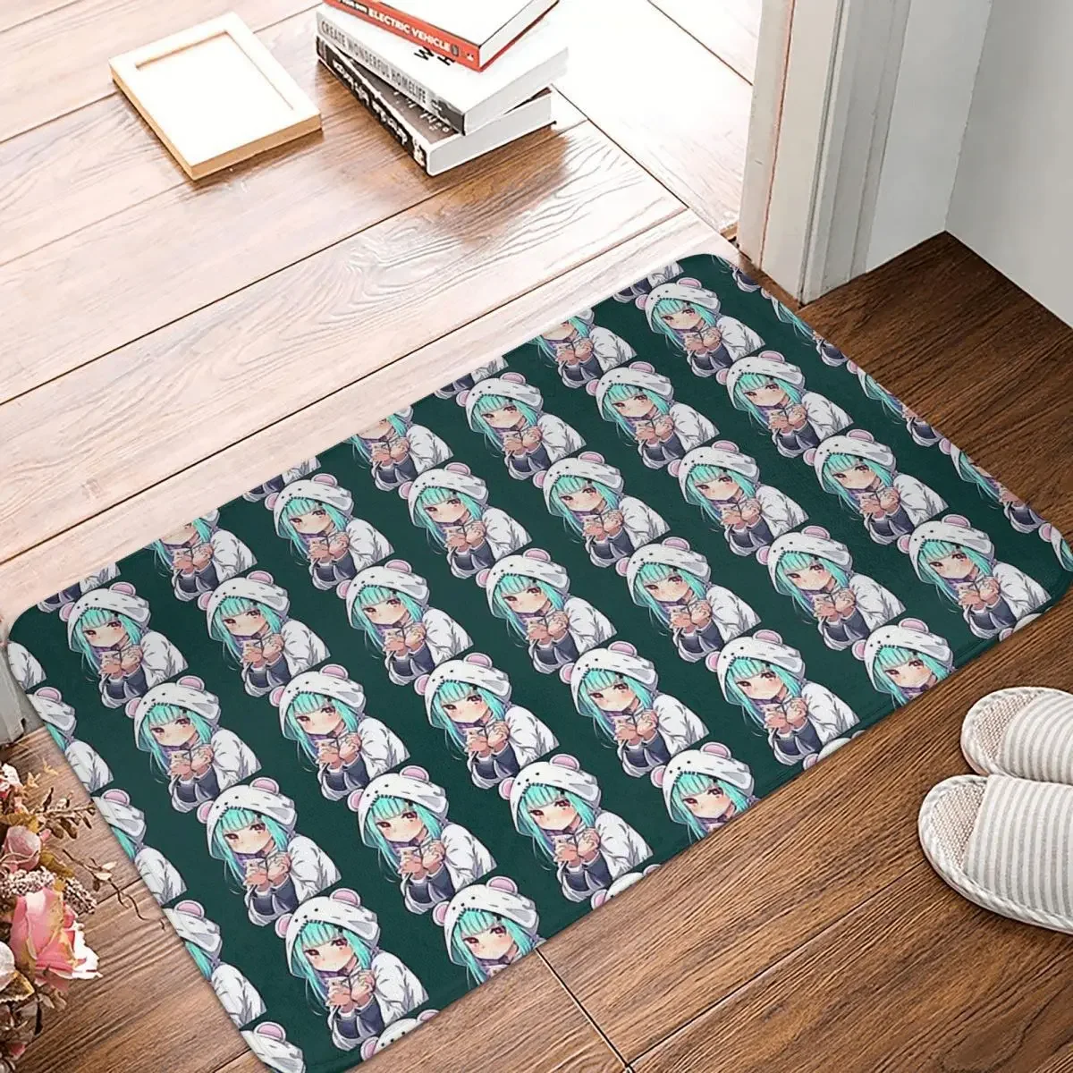 

Hololive Kawaii Virtual Idol Anti-Slip Rug Doormat Kitchen Mat Uruha Rushia Shy Hallway Carpet Welcome Decorative