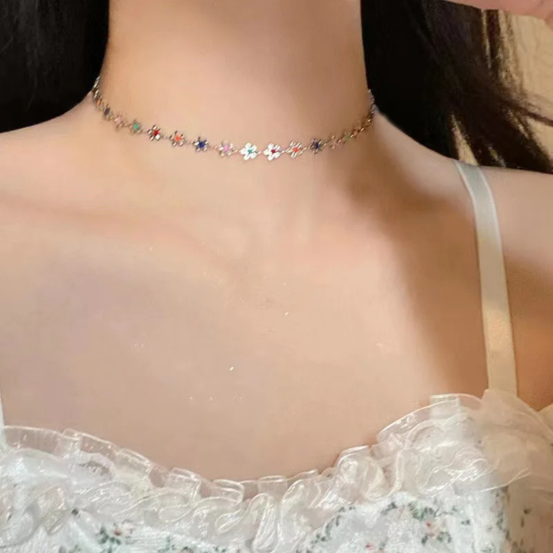 Fashion Enamel Colorful Little Flower Choker Necklace packaging