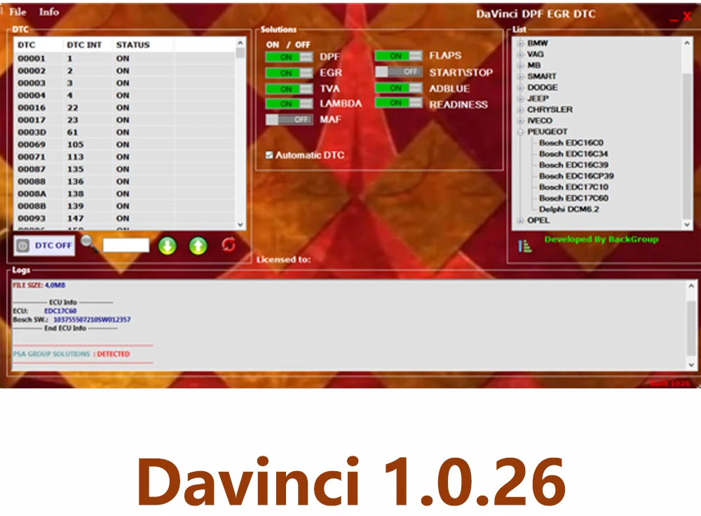 car security system 2022 Newest Davinci 1.0.28 1.0.26 PRO DPF EGR FLAPS ADBLUE OFF SOFTWARE CHIPTUNING REMAPPING REMAP GOLD EDITION-Chiptuning/Tool front sensor for car