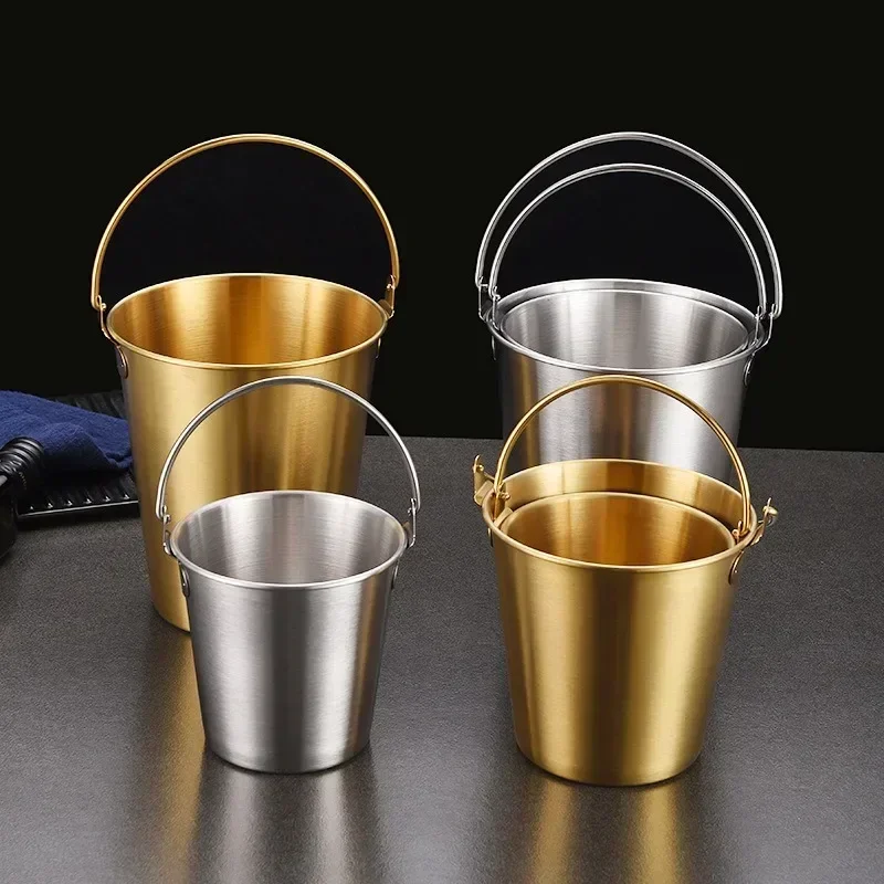 Stainless Steel Ice Bucket Bar Party Golden Beer Barrel Champagne Cooling Snack Fried Chicken