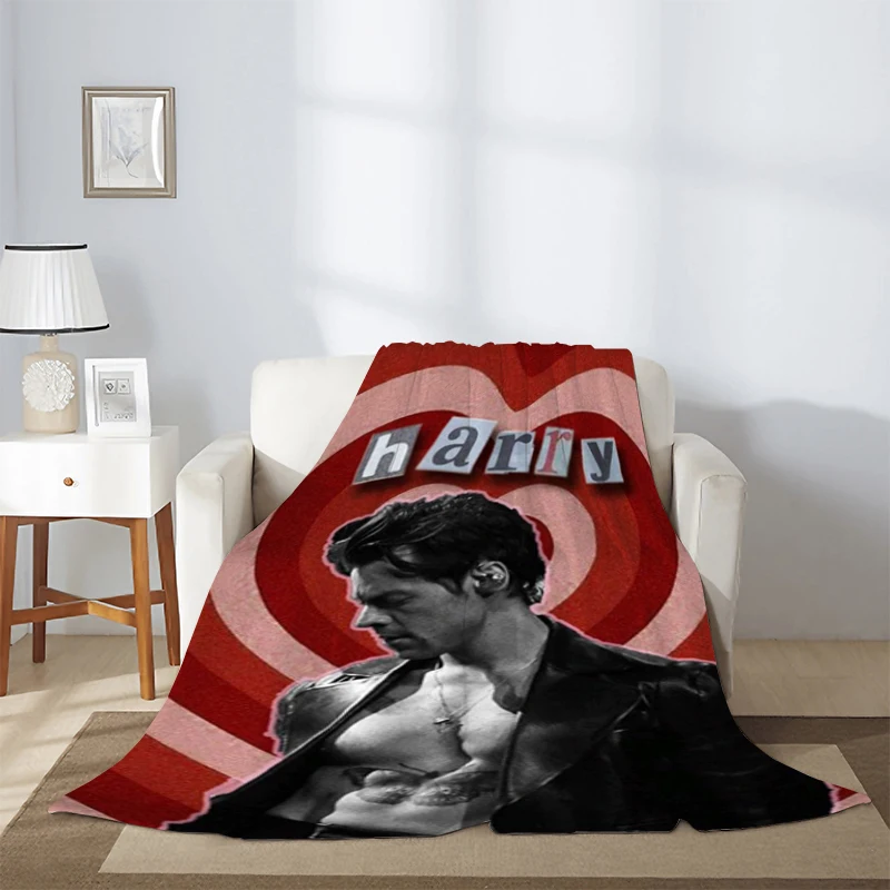 

H-Harry-Styles Decorative Sofa Blanket Popular Singer Thick Blankets for Winter Microfiber Bedding Knee Warm Fleece Fluffy Soft