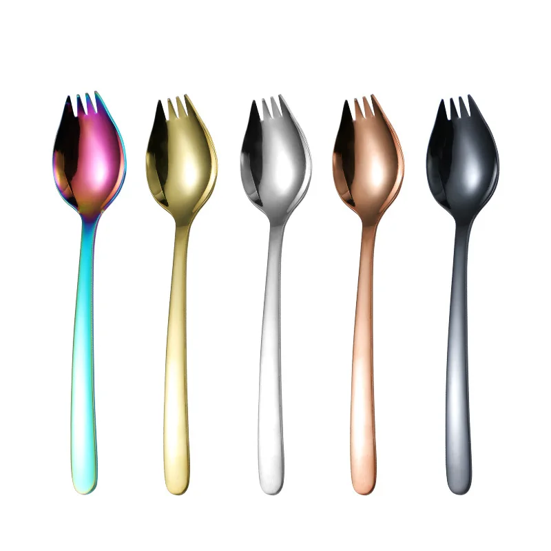 Stainless Steel Salad Scoop Eat Fruit Salad Fork Spoon Stainless Steel Fork Spoon Forks