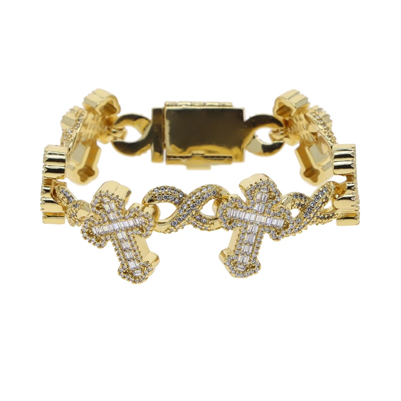 New Inifinity Link Chain Bracelet Micro Pave Bling CZ Cross