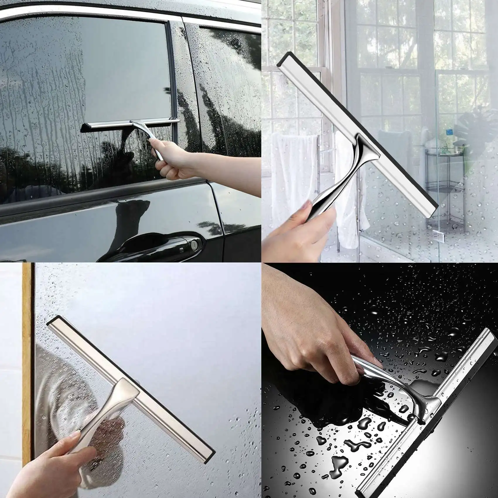 All-purpose Shower Squeegee For Shower Doors, Bathroom, Window And Car Glass  - Black, Stainless Steel-10 Inch-bronze