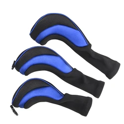 Long Neck Golf Club Head Covers Set - Durable Wood Driver Protection with Number Tags (Blue)