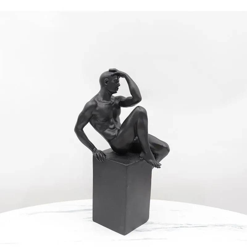 

Bodybuilding Figures Statue Black Character Resins Sculpture Desk Decor Human Body Artwork Ornaments Modern Decor Figure Crafts