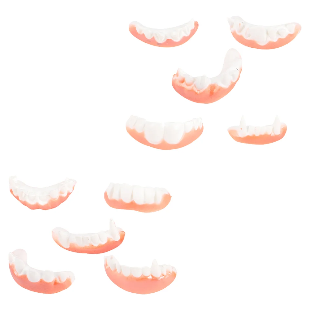 10 PCS Adult Costume Halloween Dentures Party Props Zombie Artificial Cosplay White Teeth False that fit and you can eat