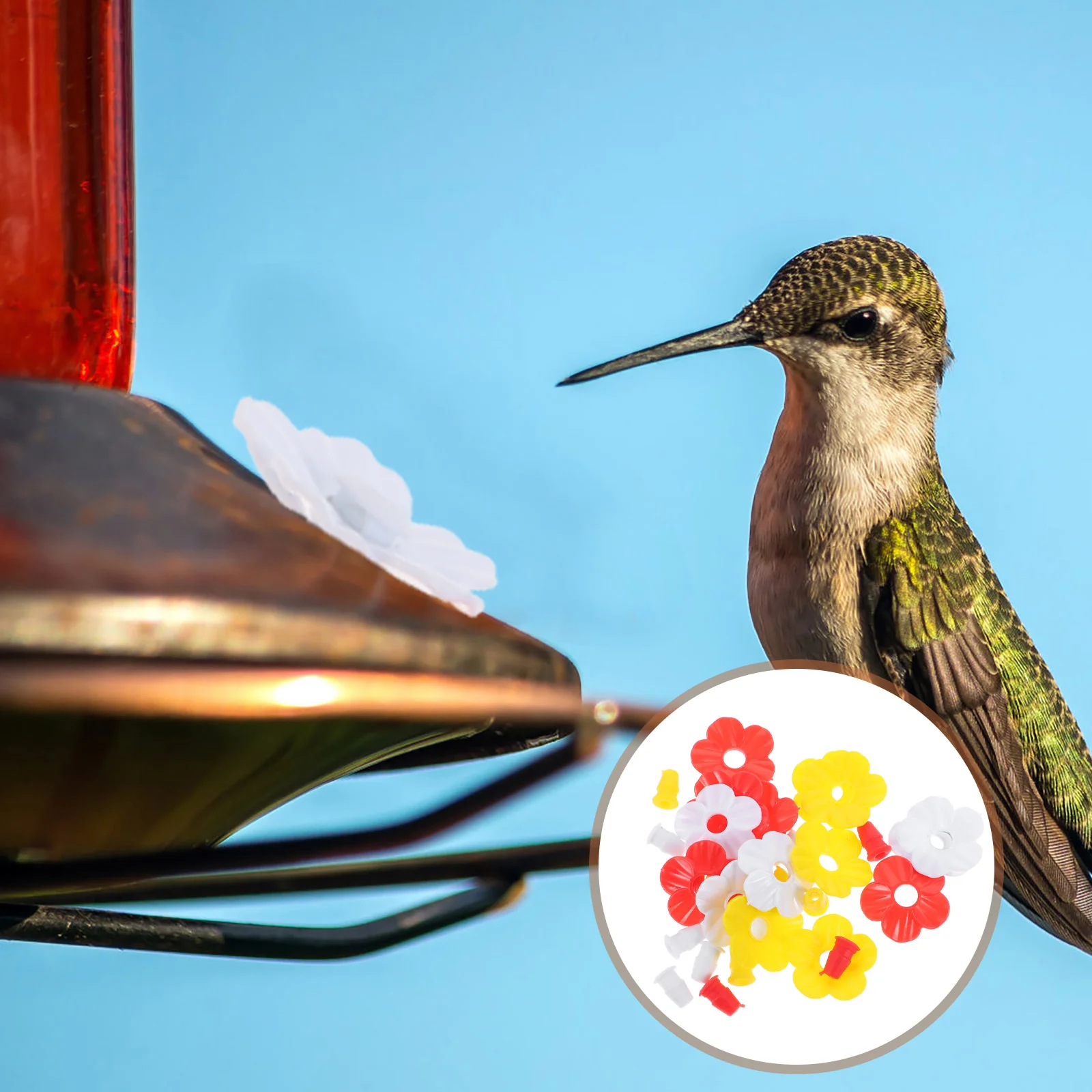 15 Pcs Hummingbird Feeding Flowers Outdoor Plastic Feeder Imitation Feeders for Outdoors Equipment Creative Lovely Heating