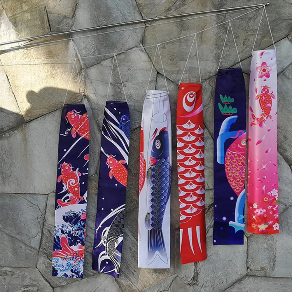 Japanese Hanging Carp Windsock Vivid Fabric Fish Windsock Banners Hanging Flag Streamer Fish Flag Wind Sock Flag Home Decor 5