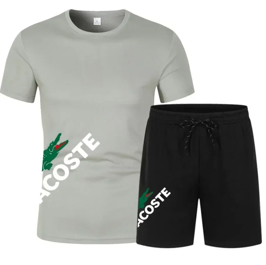 Men's Summer Fashion Sports Set Breathable Quick Drying T-shirt + Shorts Sports Set Fitness Game Training Basketball Set T-shirt