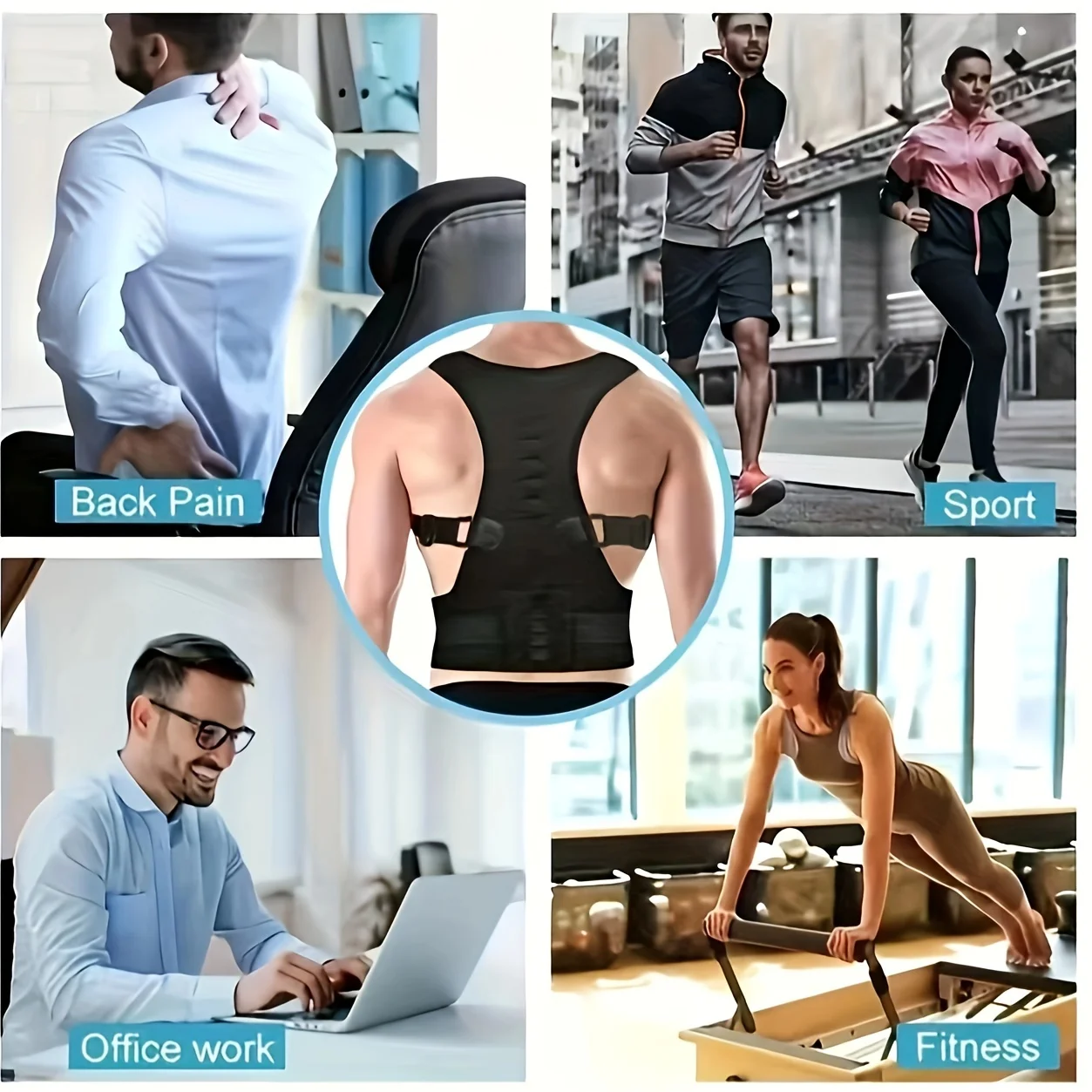 Support Back Brace Posture Corrector for Women and Men with Magnetic Therapy Adjustable Full Back Straightener