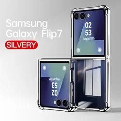 Premium Four - Corner Drop - Proof Transparent Plating TPU Protective Phone Case for Samsung Z Flip 5 (Silvery)