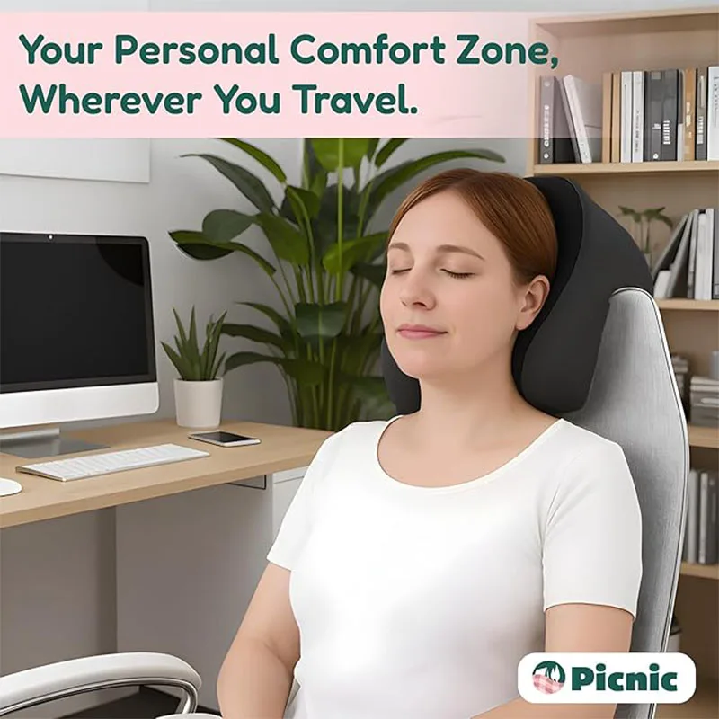 Comfortable Memory Foam Travel Neck Pillow - U-Shaped Portable Cervical Support