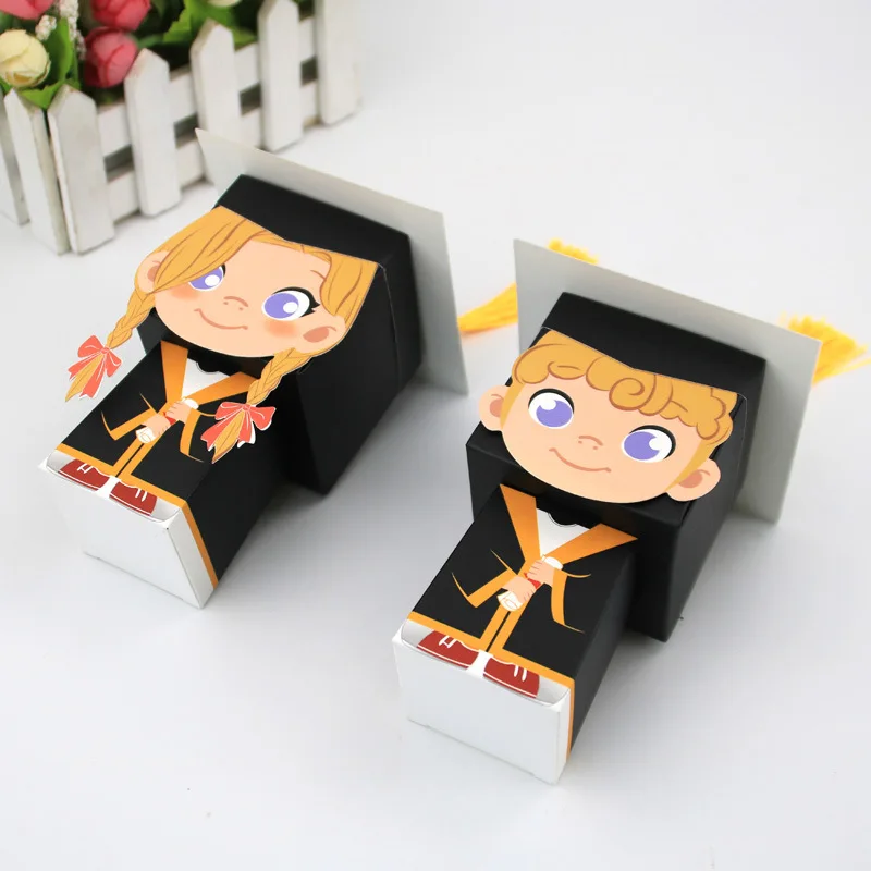 20/10/5pcs Graduation Decor Candy Boxes Bachelor Hat Chocolate Gifts Packing Bag for 2024 Congrats Grad Celebration Party Favors