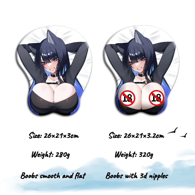 NSFW телесные 3d соски, Hentai Boobs, коврик для мыши, кошка, кошка, животные, уши, искусственные, сексуальные, аниме, подставка для запястья 3D Oppai, коврик для мыши