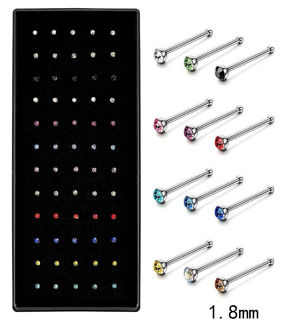 Straight Nose Stud Curved Pack Crystal Nose Ring Set Stud Lot Nariz Nase Pircing Nose Ring Set Bend Piercing Non-Pack