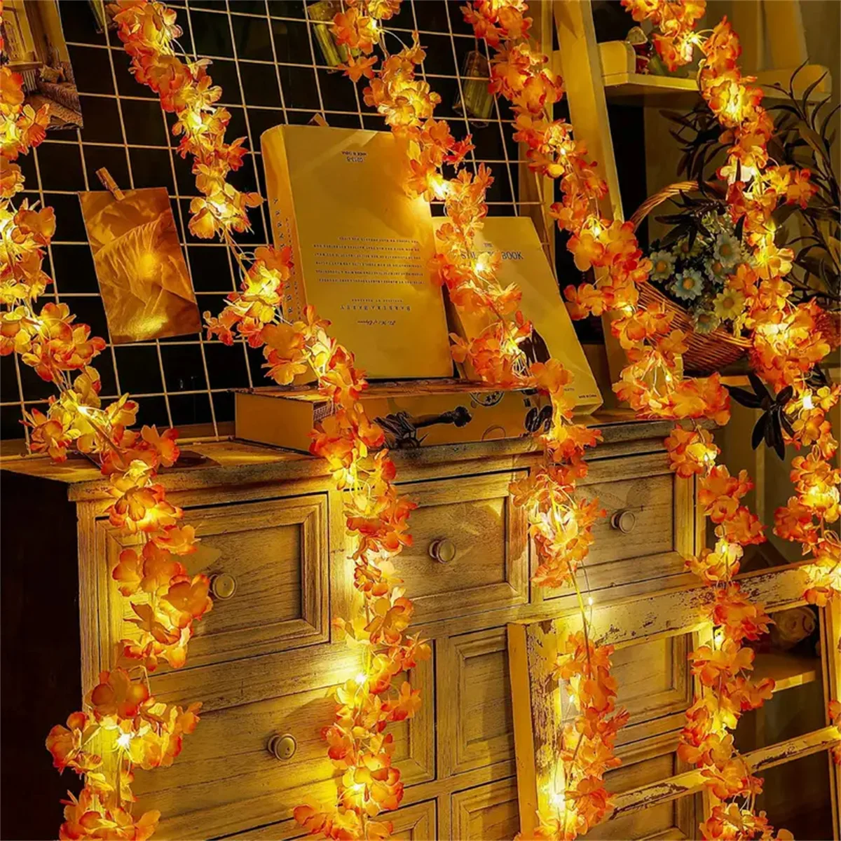 LED String Lights Decorative Lights String Lights LED Fairy Lights Sakura Garland String Lights 78.74 inches/20 LEDs Suitable for Weddings and Outdoor Environments