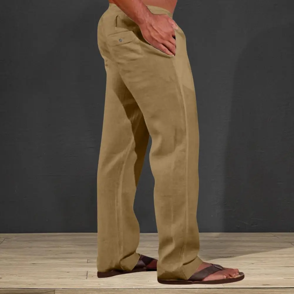 

Outdoor Casual Pants Men Multiple Pockets Pants Outdoor Casual Trousers Men's Wide Leg Elastic Waistband Drawstring Pants for A