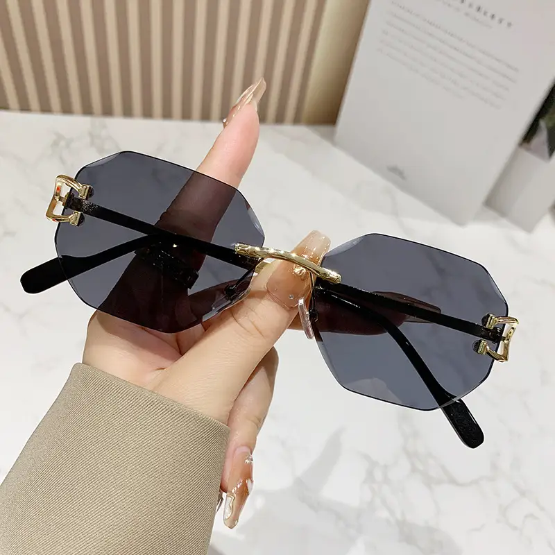 y2k Rimless Irregular Square Sunglasses Women Luxury Brand Design Vintage Punk Popular Metal  Men Sun Glasses UV400 - Image 12