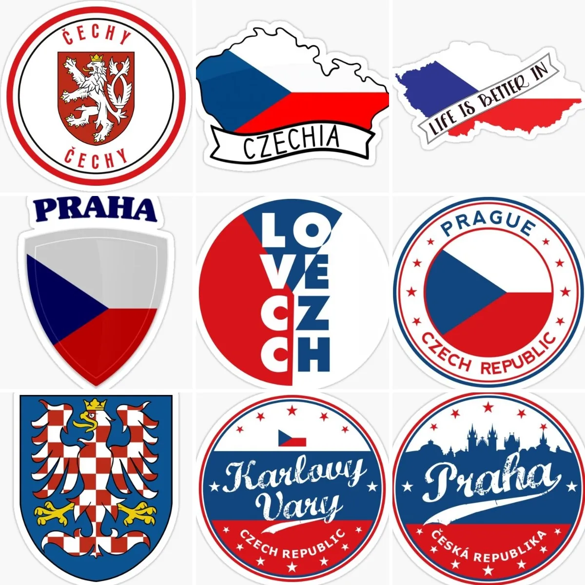 

Czech Republic Flag Emblem Stickers Motorcycle Vinyl Car Truck Camper Laptop Window Wall Bicycle Table Helmet Decal Assecories