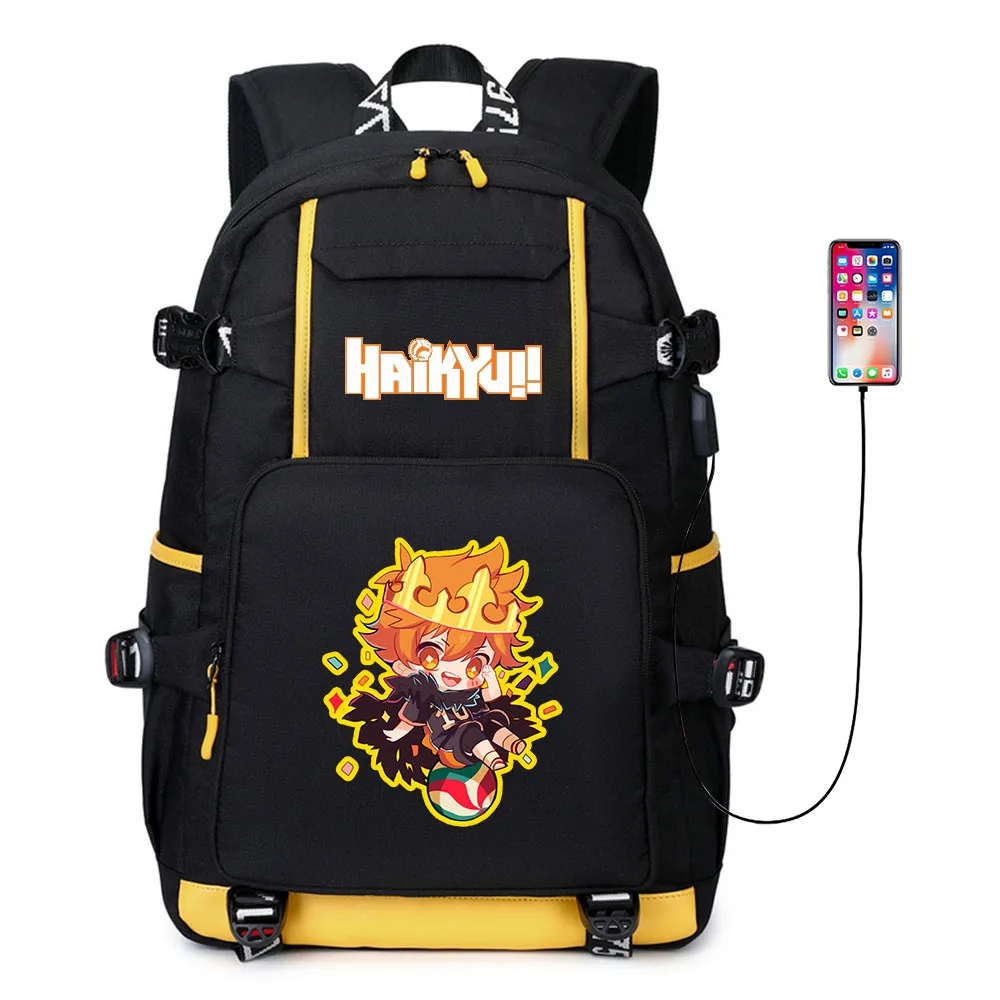 

Haikyuu USB Multifunctional Backpack Men Women Casual Travel Backpack Teenager Students Fashion School Backpacks