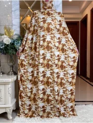 New Ramadan Muslim Women's Abaya Floral Prints Prayer Garment Muslim Hooded Dress Islam  Gown Big Size Long Saudi Africa Robe