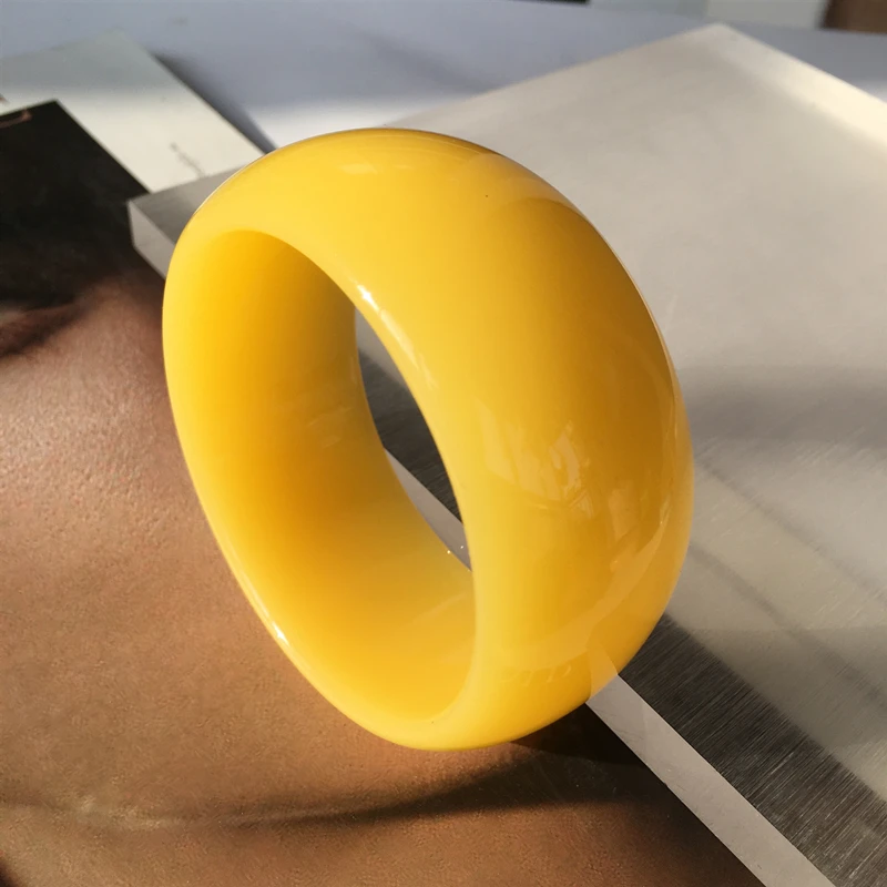 Spring Summer Fashion Resin 33.6MM Wide Bangles for Women Girl Multi-color Acrylic Bracelet Orange pink Yellow Inside 65.5mm B17 4