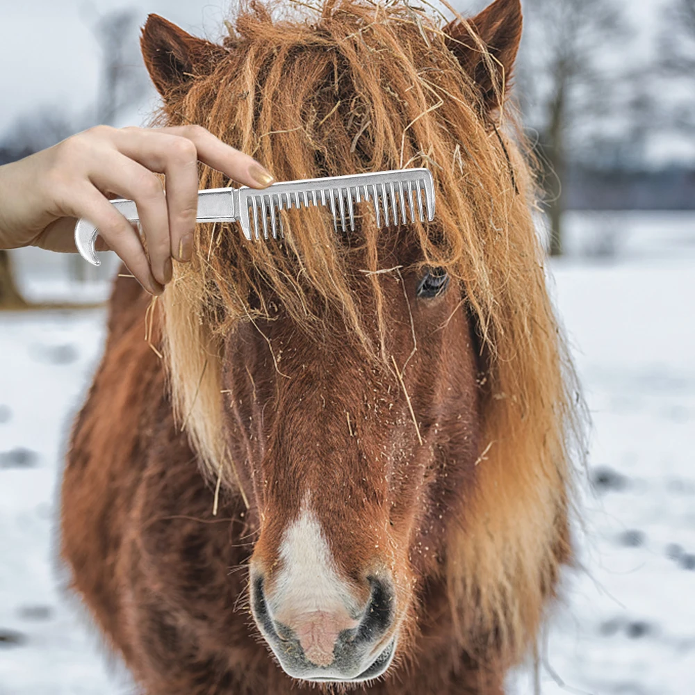 Aluminum Alloy Horse Comb Mane Tail Pulling Comb Metal Horse Grooming Comb Tool Horse Riding Equipment 6.5IN / 3.9IN 4