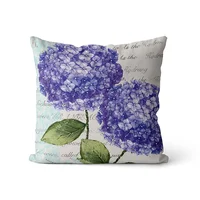 Happy Easter Day Purple Flower Pillow Case Hydrangea Lavender Rose Forest Pillowslip Cushion Covers Sofa Living Room 4