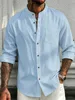 119731-105a0c.jpg Cotton Linen Shirts for Men Premium Stand-Collar Henley Lightweight Breathable