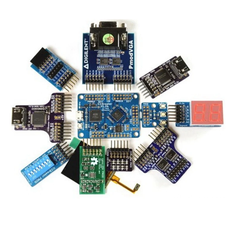 Azul Placa de Desenvolvimento Digital Icebreaker 1.0e Programação Gráfica Facilmente Corre Risc-v para Python Fpga - Image 6