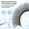 Lashonly New YY Shape Eyelashes Extension Two Tips Faux Mink Hand Woven Premium Soft Light Natural Mesh Net Cross Lash 3