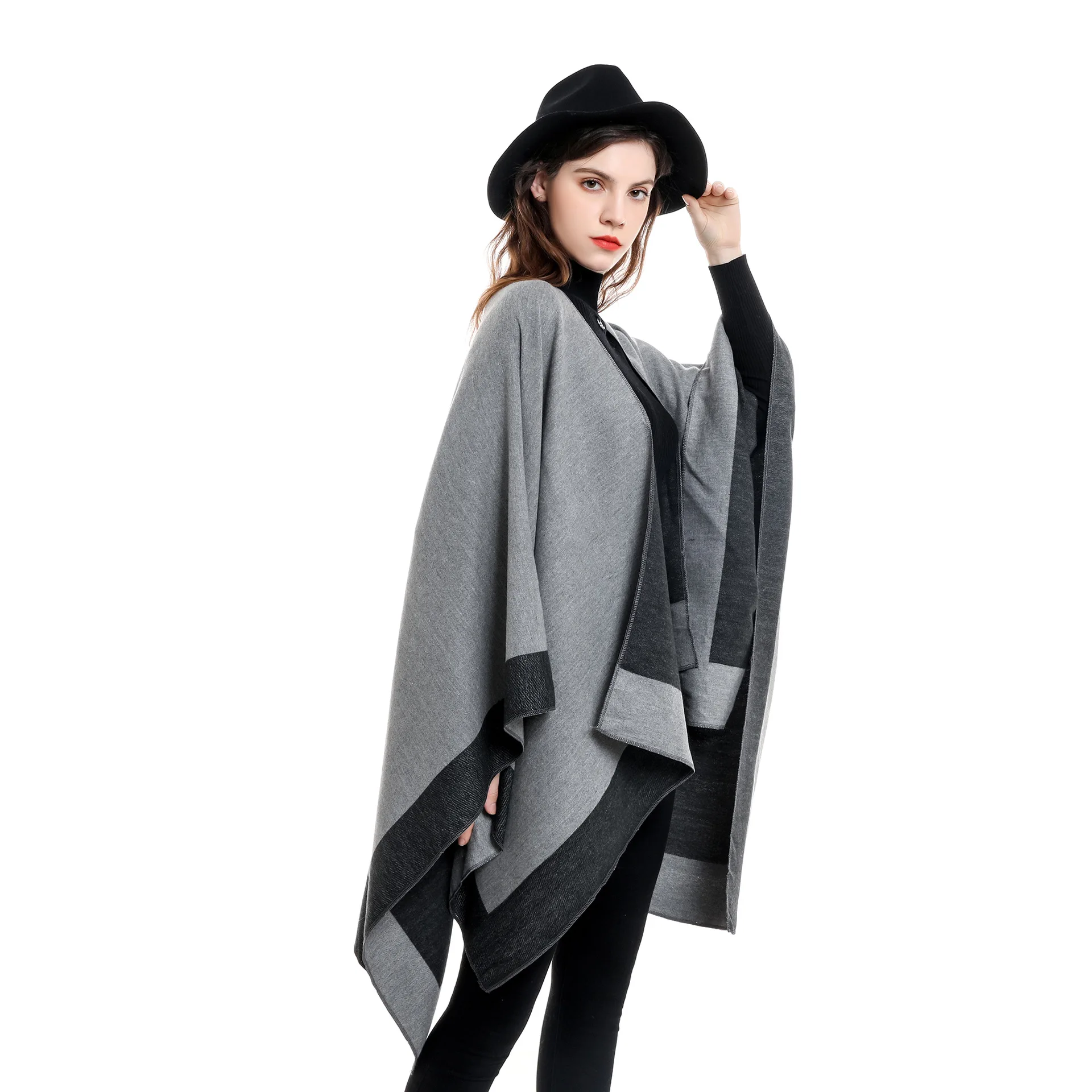 

2022 Winter Cashmere Women Scarf Female Luxury Brand Scarves Lady Cape With Split Shawl Wraps Foulard Tippet Pashmina Poncho