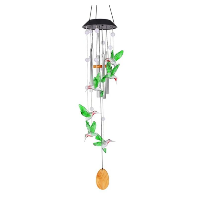 Bird Solar Wind Chimes,Color Changing Wind Chimes,With Metal Tubes and