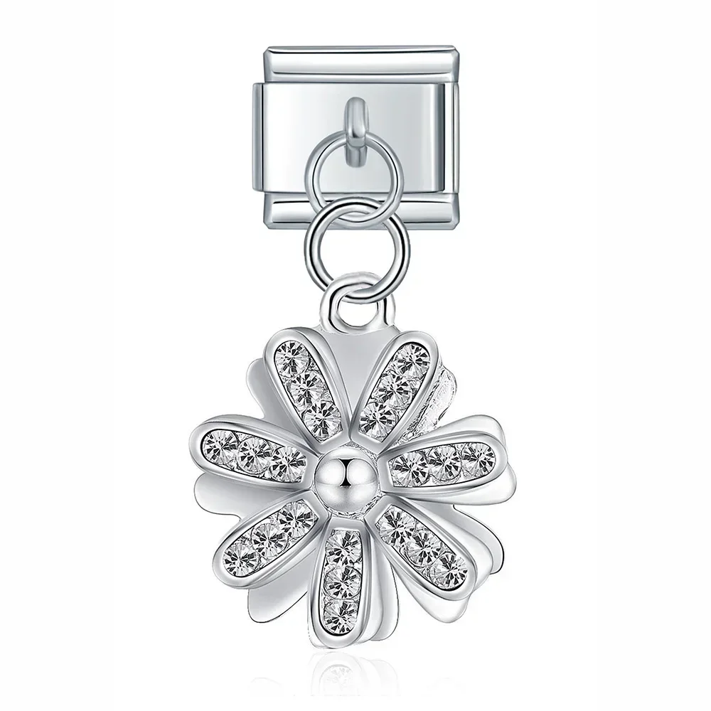 Elegant Rose Flower Charm Bracelet - Stainless Steel, Women's Fashion Jewelry