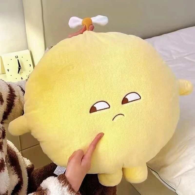 50cm Yellow Lemon Plush Pillow Stuffed Round Fruit Seat Cushion with Arms Legs Disdainful Emotion Plushie Sofa Chair Decor Gift 4