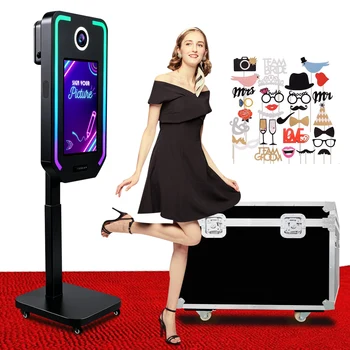 Cabina Fotografica con Touchscreen da 21,5 Pollici e Sollevamento Elettrico - Chiosco Selfie Multifunzionale con Fotocamera DSLR per Feste e Matrimoni