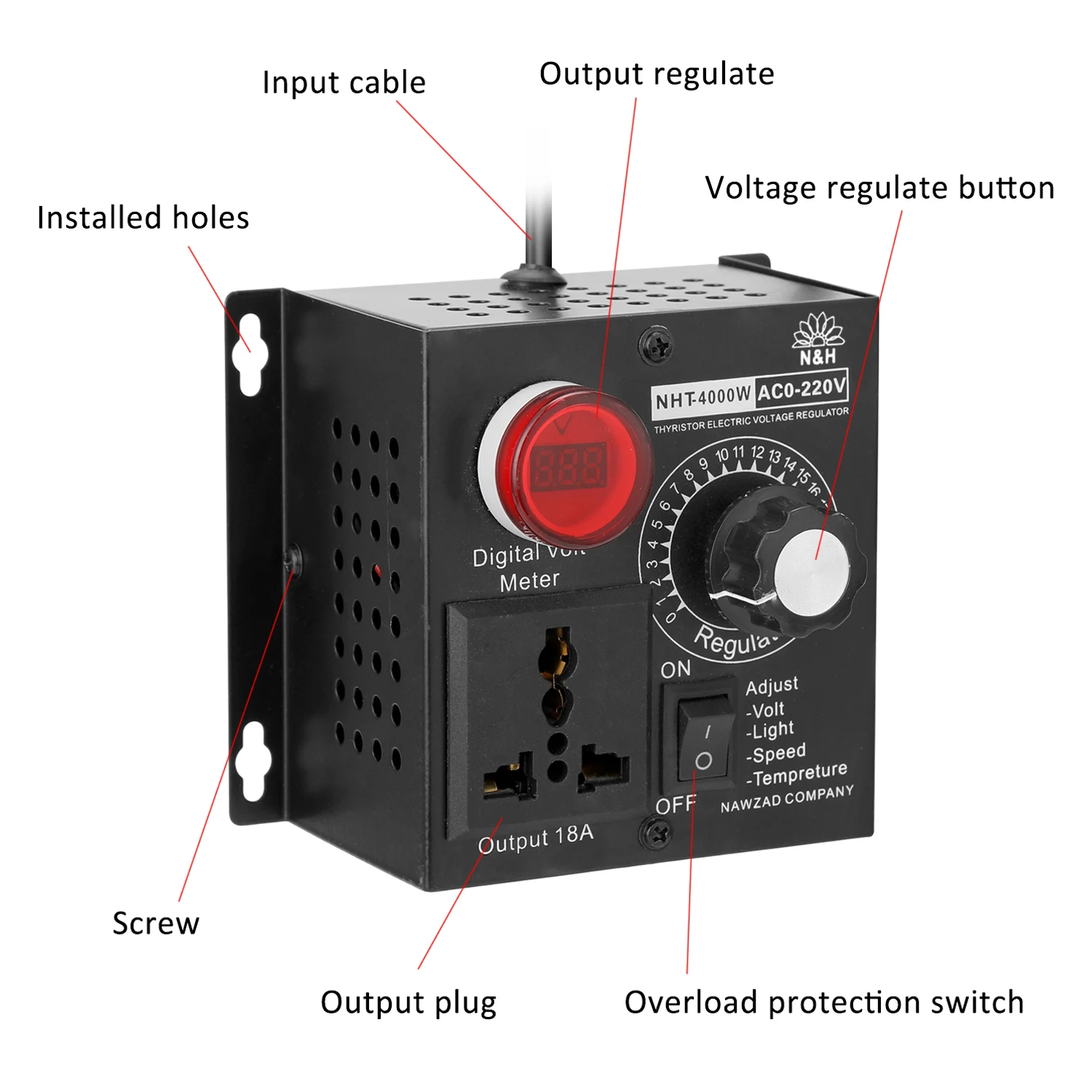 High-Power Adjustable Voltage and Temperature Dimmer Controller