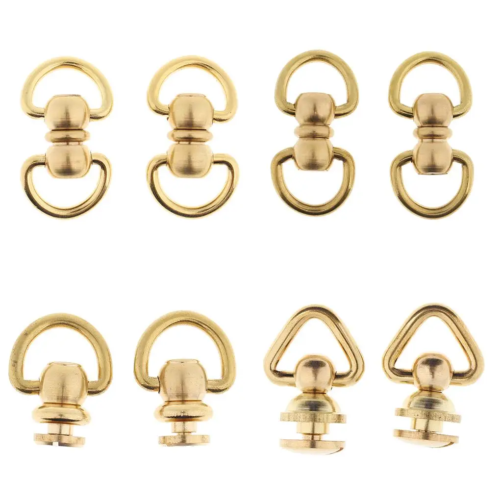 2pcs Brass Ball Post with Rivets Studs Screws Back for Wallet Bag Jacket Connector
