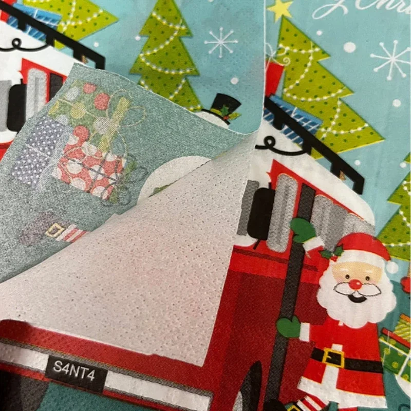 New Snowman Bus Colourful Napkins 10/20pcs 33CM Christmas Ambience Paper Placemats Party Drawing Paper Butterfly Bartlet