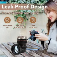 1pc SLR Lens Cup Camera Camera Lens Model Stainless Steel Casual Cup with Lid Coffee Mug White Black Coffee Mugs Creative Gift 2