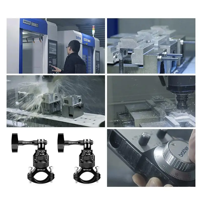 PULUZ 360 Degree Rotation MotorBike Aluminum Mount Handlebar Adapter with Screw for GoPro, Insta360, DJI and Other Action Camera