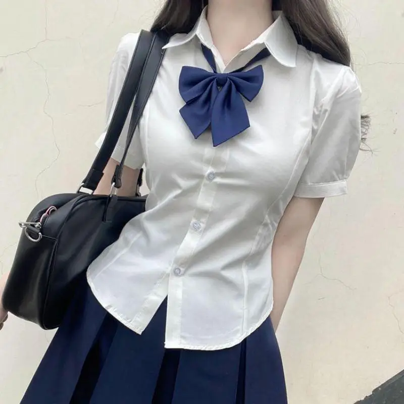 Harajuku White Blouses Women Girl Korean Fashion Shirt Suit Chic Preppy Elegant Female Japanese Casual Jk Slim Y2k Blusas Cute