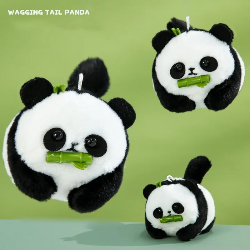 1 PC Small Panda Plush Doll Women Bag Ornaments Cute Imitation Mink Fur Panda Car Keychain Cute Bear Car Key Chain Fashion Gift 2